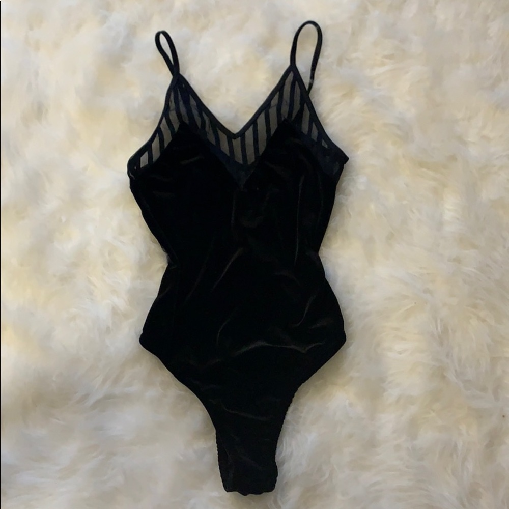 TOPSHOP Black Velvet Bodysuit